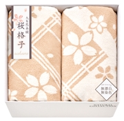 MS61-03　大自然本舗~桜格子~ 肌にやさしい自然色のｼﾙｸ入り綿毛布(毛羽部分)2P